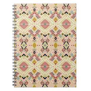 Ikat geometric folklore, oriental damask pattern. notebook