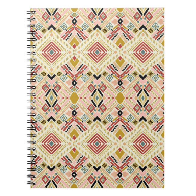 Ikat geometric folklore, oriental damask pattern. notebook (Front)