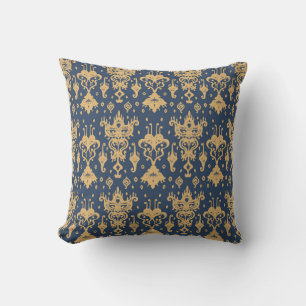 Ikat geometric folklore ornament. Oriental damask Cushion