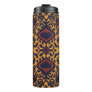 Ikat geometric folklore ornament. Oriental damask  Thermal Tumbler