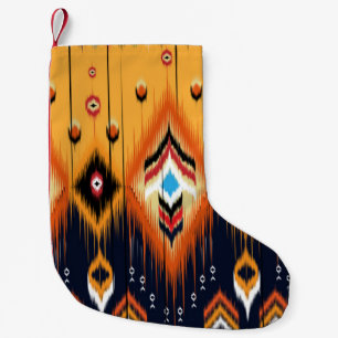 Ikat geometric folklore ornament. Tribal ethnic te Small Christmas Stocking