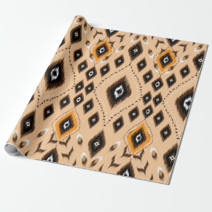 Ikat geometric folklore ornament. Tribal ethnic te Wrapping Paper