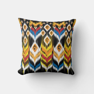 Ikat geometric folklore ornament. Tribal ethnic vi Cushion