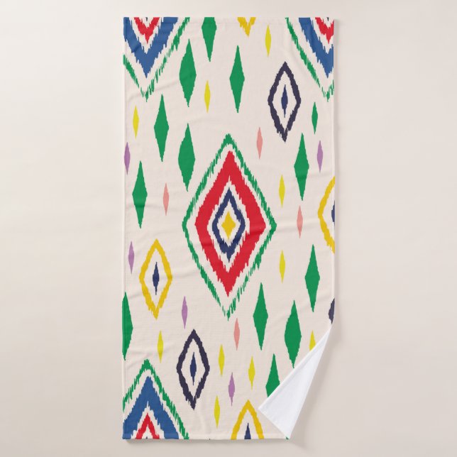 Ikat geometric folklore ornament with diamonds. Tr Bath Towel (Bath Towel)