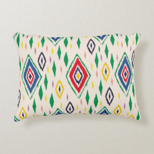 Ikat geometric folklore ornament with diamonds. Tr Decorative Cushion