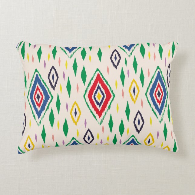 Ikat geometric folklore ornament with diamonds. Tr Decorative Cushion (Front)
