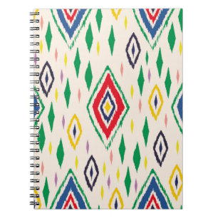 Ikat geometric folklore ornament with diamonds. Tr Notebook