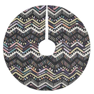 Ikat geometric folklore, tribal Aztec pattern. Brushed Polyester Tree Skirt