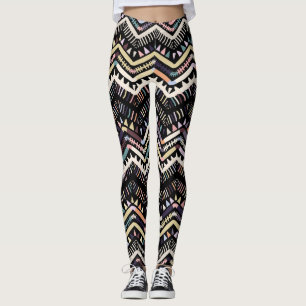 Ikat geometric folklore, tribal Aztec pattern. Leggings