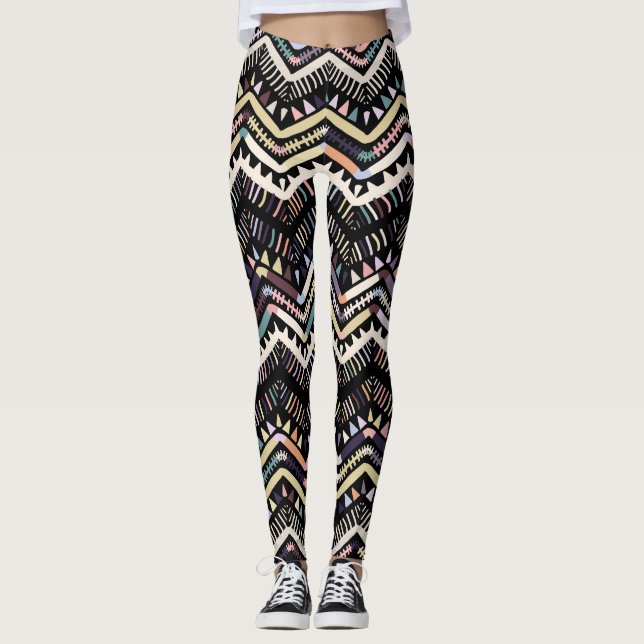Ikat geometric folklore, tribal Aztec pattern. Leggings (Front)