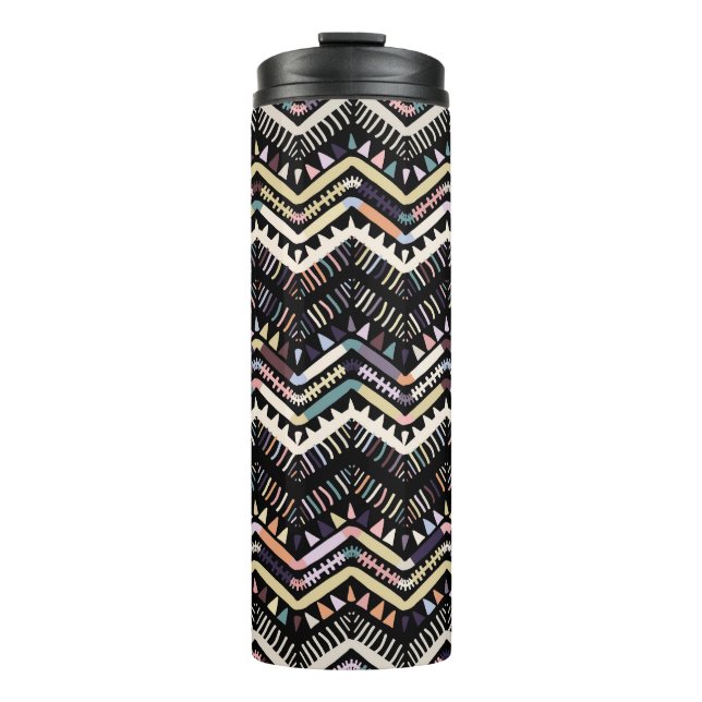 Ikat geometric folklore, tribal Aztec pattern. Thermal Tumbler (Front)