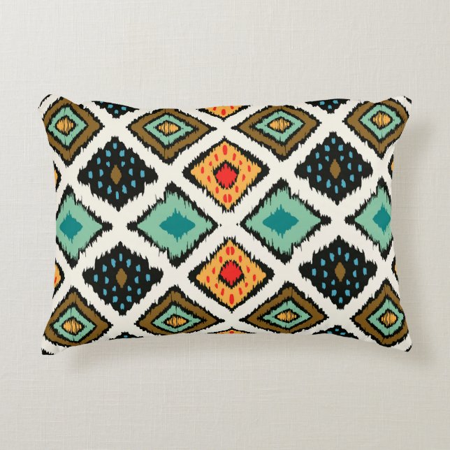 Ikat geometric, folklore tribal texture. decorative cushion (Front)