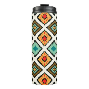 Ikat geometric, folklore tribal texture. thermal tumbler