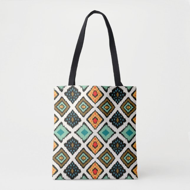 Ikat geometric, folklore tribal texture. tote bag (Front)