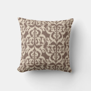 Ikat Moorish Damask - beige and taupe Cushion