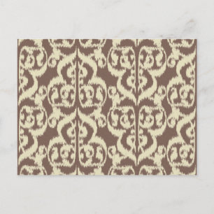 Ikat Moorish Damask - beige and taupe Postcard
