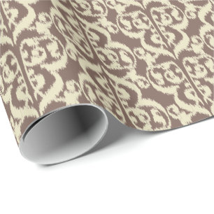 Ikat Moorish Damask - beige and taupe Wrapping Paper