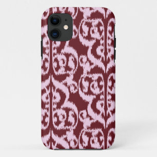 Ikat Moorish Damask - burgundy and pink iPhone 11 Case