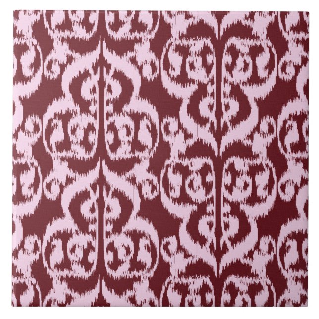 Ikat Moorish Damask - burgundy and pink Tile (Front)