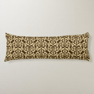 Ikat Moorish Damask - chocolate brown and tan Body Cushion