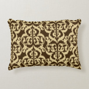 Ikat Moorish Damask - chocolate brown and tan Decorative Cushion