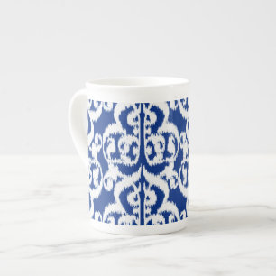 Ikat Moorish Damask - cobalt blue and white Bone China Mug