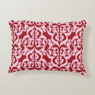 Ikat Moorish Damask - dark red and pink Decorative Cushion