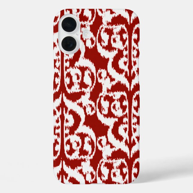 Ikat Moorish Damask - dark red and white Case-Mate iPhone Case (Back)