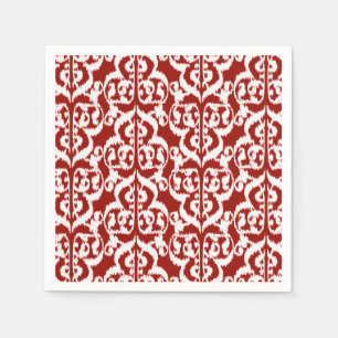 Ikat Moorish Damask - dark red and white Napkin