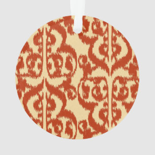 Ikat Moorish Damask - Mandarin orange Ornament