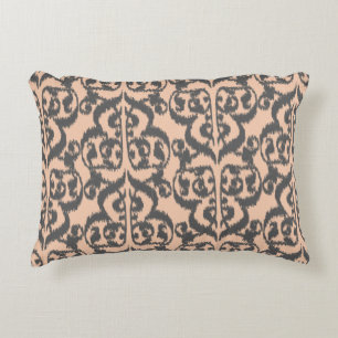 Ikat Moorish Damask - peach and charcoal grey Decorative Cushion