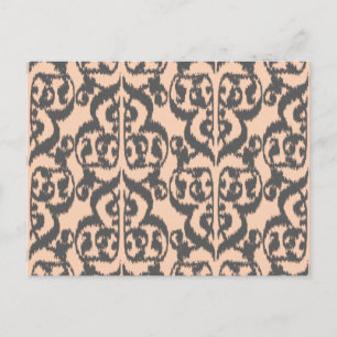Ikat Moorish Damask - peach and charcoal grey Postcard