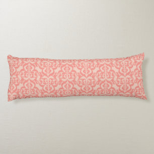 Ikat Moorish Damask - peach and coral pink Body Cushion