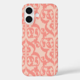Ikat Moorish Damask - peach and coral pink iPhone 16 Case
