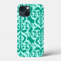 Ikat Moorish Damask - peacock and aqua