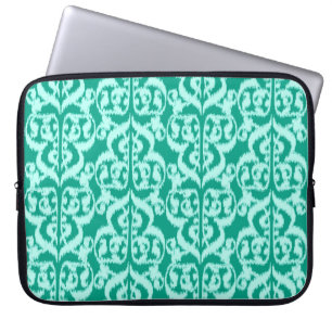 Ikat Moorish Damask - peacock and aqua Laptop Sleeve