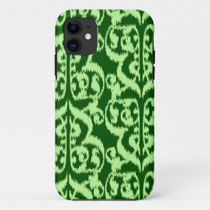 Ikat Moorish Damask - pine and mint green iPhone 11 Case