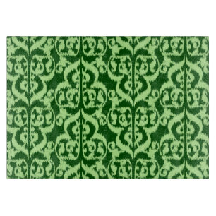 Ikat Moorish Damask - pine and mint green Cutting Board