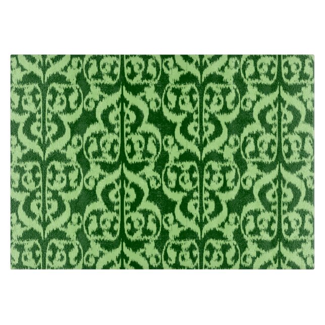 Ikat Moorish Damask - pine and mint green Cutting Board (Front)