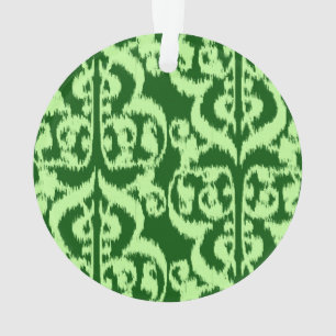 Ikat Moorish Damask - pine and mint green Ornament