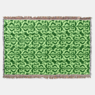 Ikat Moorish Damask - pine and mint green Throw Blanket