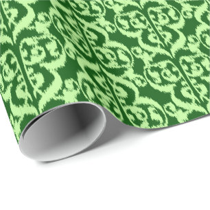 Ikat Moorish Damask - pine and mint green Wrapping Paper