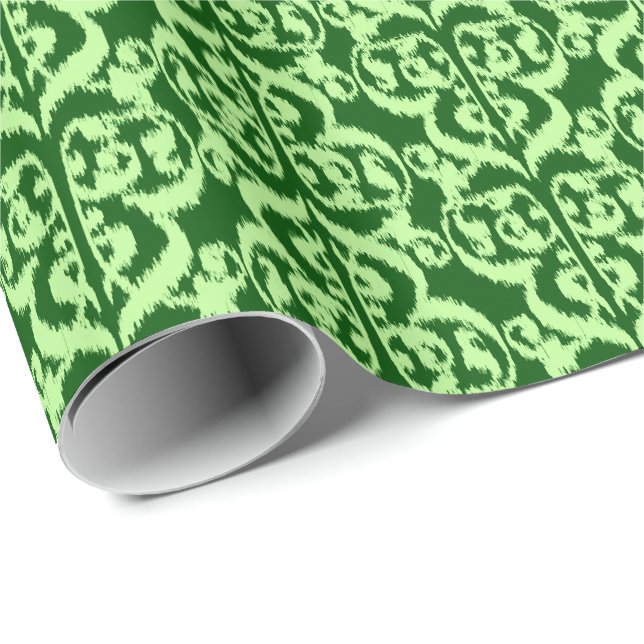 Ikat Moorish Damask - pine and mint green Wrapping Paper (Roll Corner)