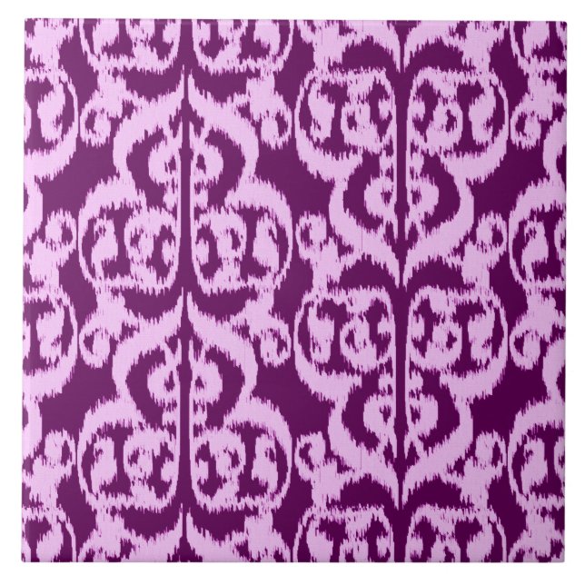 Ikat Moorish Damask - purple and orchid Tile (Front)