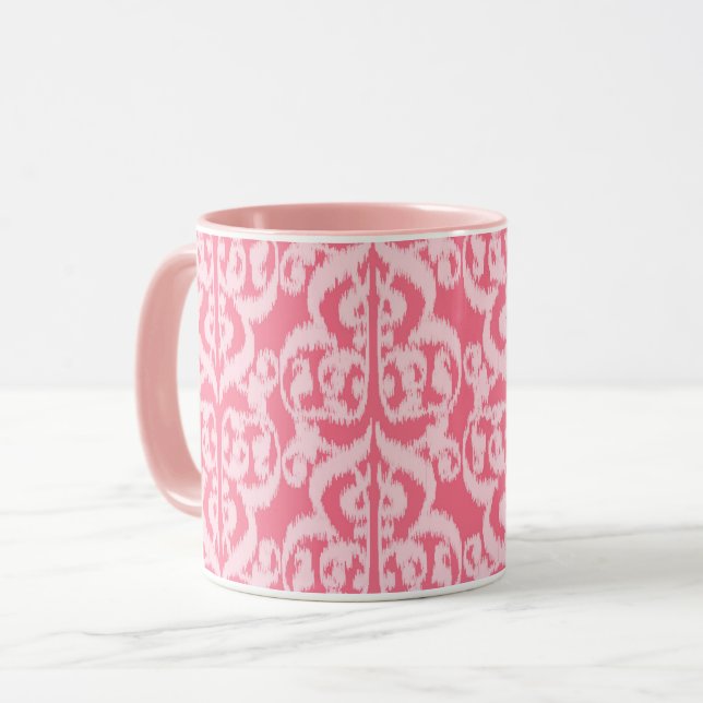 Ikat Moorish Damask - shades of coral pink Mug (Front Left)