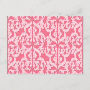 Ikat Moorish Damask - shades of coral pink Postcard