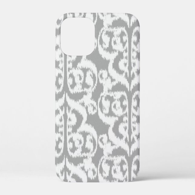 Ikat Moorish Damask - silver grey and white Case-Mate iPhone Case (Back)