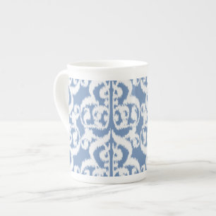 Ikat Moorish Damask - sky blue and white Bone China Mug