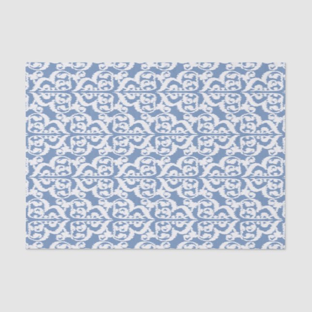 Ikat Moorish Damask - sky blue and white Tissue Paper (Front)