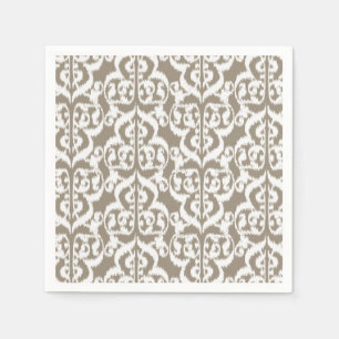 Ikat Moorish Damask - taupe tan and white Napkin